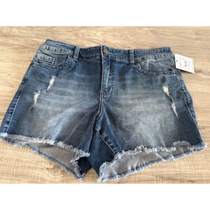 O'Neill Women's Distressed Blue Grass Wash Denim Raw Hem Shorts - Size 31